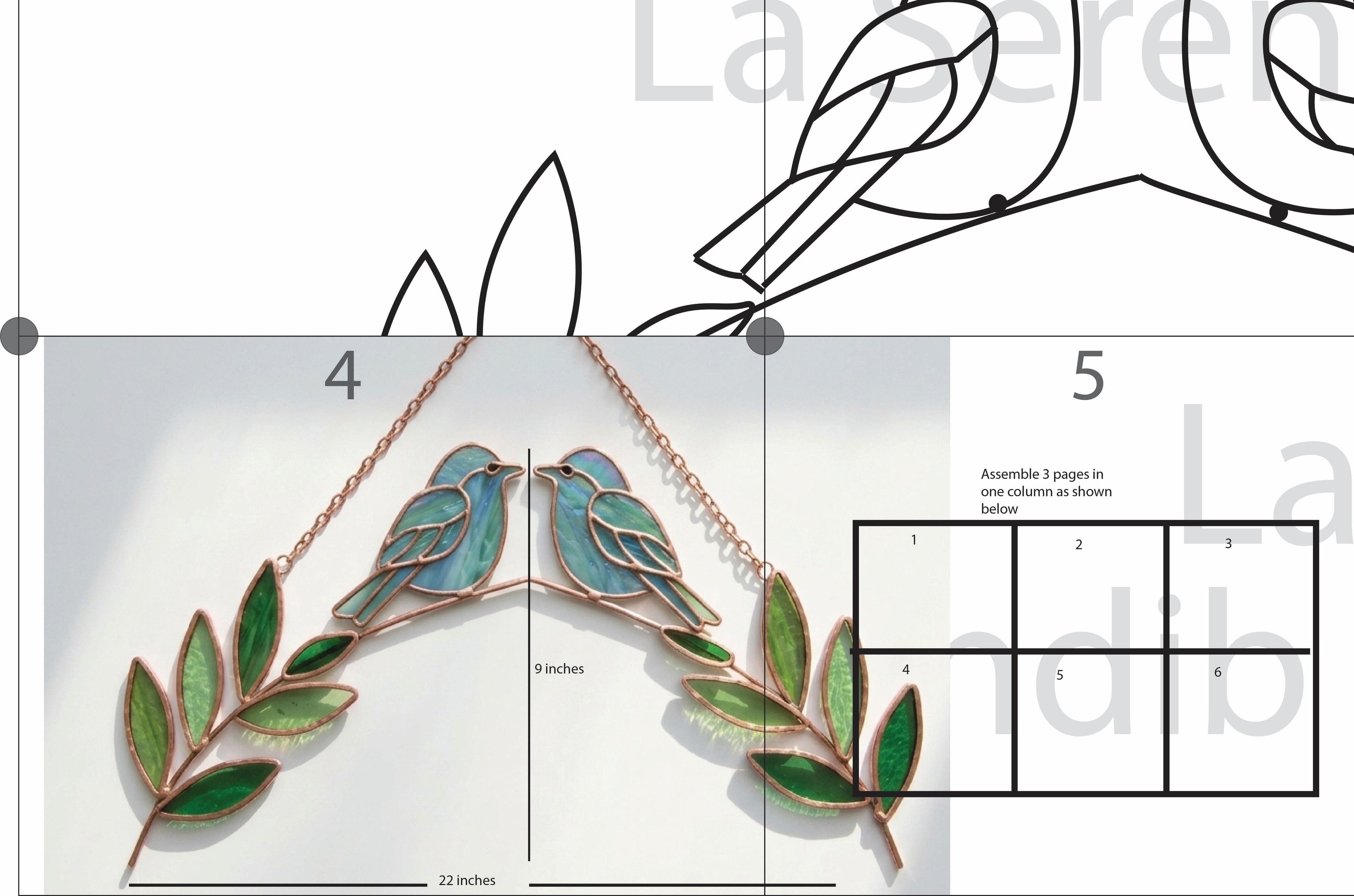 Stained Glass Love Birds Digital Pattern